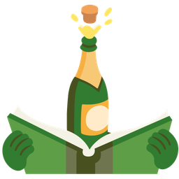 books and bottle with popping cork