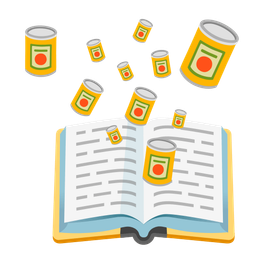 books and canned food