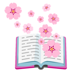 books and cherry blossom