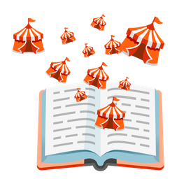 books and circus tent
