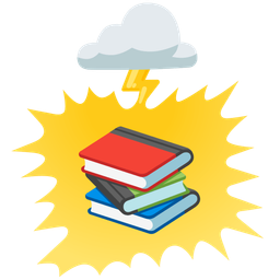books and cloud with lightning