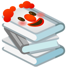 books and clown face