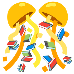 books and confetti ball