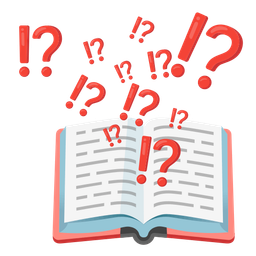 books and exclamation question mark