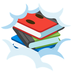 books and face in clouds