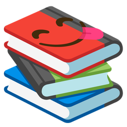 Books and Face savoring food