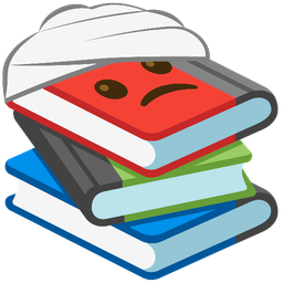 books and face with head-bandage