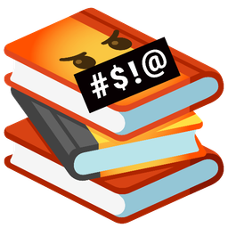 books and face with symbols on mouth