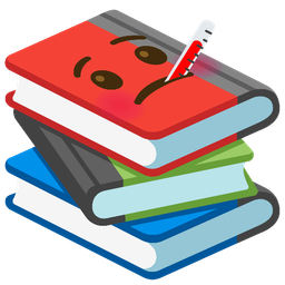 books and face with thermometer