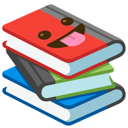 Books and Face with tongue