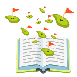 books and flag in hole