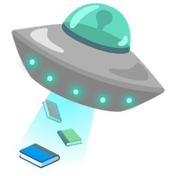 books and flying saucer