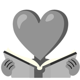 books and grey heart