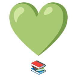 books and heart exclamation