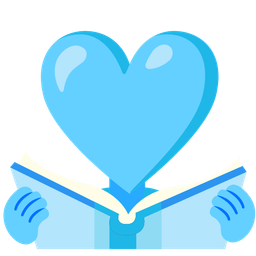 books and light blue heart