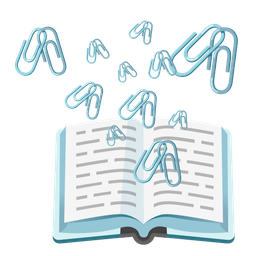 books and linked paperclips