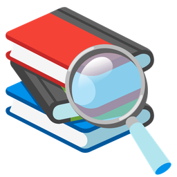 books and magnifying glass tilted right