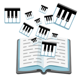 books and musical keyboard