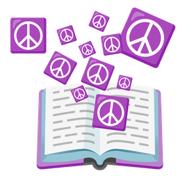 books and peace symbol