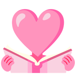 books and pink heart