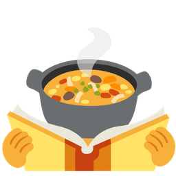 books and pot of food