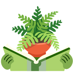 books and potted plant