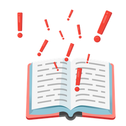 books and red exclamation mark