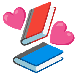 books and revolving hearts
