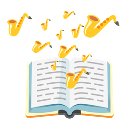 books and saxophone
