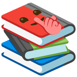 books and shushing face