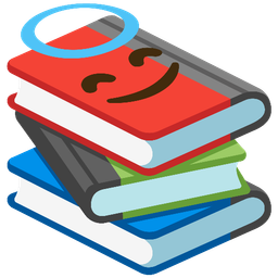Books and Smiling face with halo