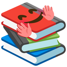 Books and Smiling face with open hands