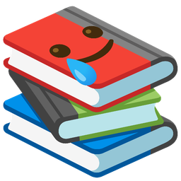 Books and Smiling face with tear