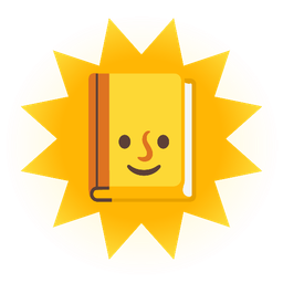 books and sun with face
