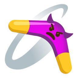 boomerang and angry face with horns