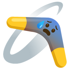 boomerang and anxious face with sweat