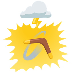 boomerang and cloud with lightning