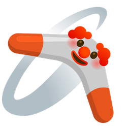 boomerang and clown face