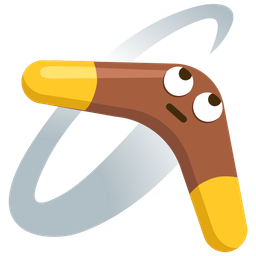 boomerang and face with rolling eyes