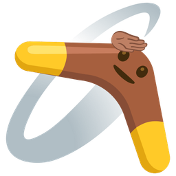 boomerang and saluting face