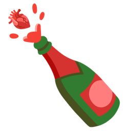 Bottle with popping cork and Anatomical heart