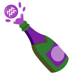 Bottle with popping cork and Aquarius
