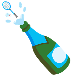 Bottle with popping cork and Badminton