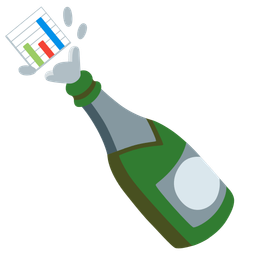 Bottle with popping cork and Bar chart