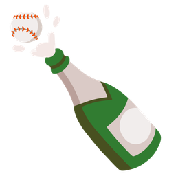 Bottle with popping cork and Baseball