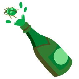 Bottle with popping cork and Beetle