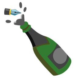 Bottle with popping cork and Black nib
