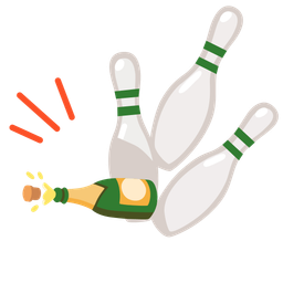 Bottle with popping cork and Bowling