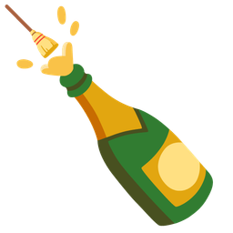Bottle with popping cork and Broom