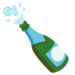 Bottle with popping cork and Bubbles